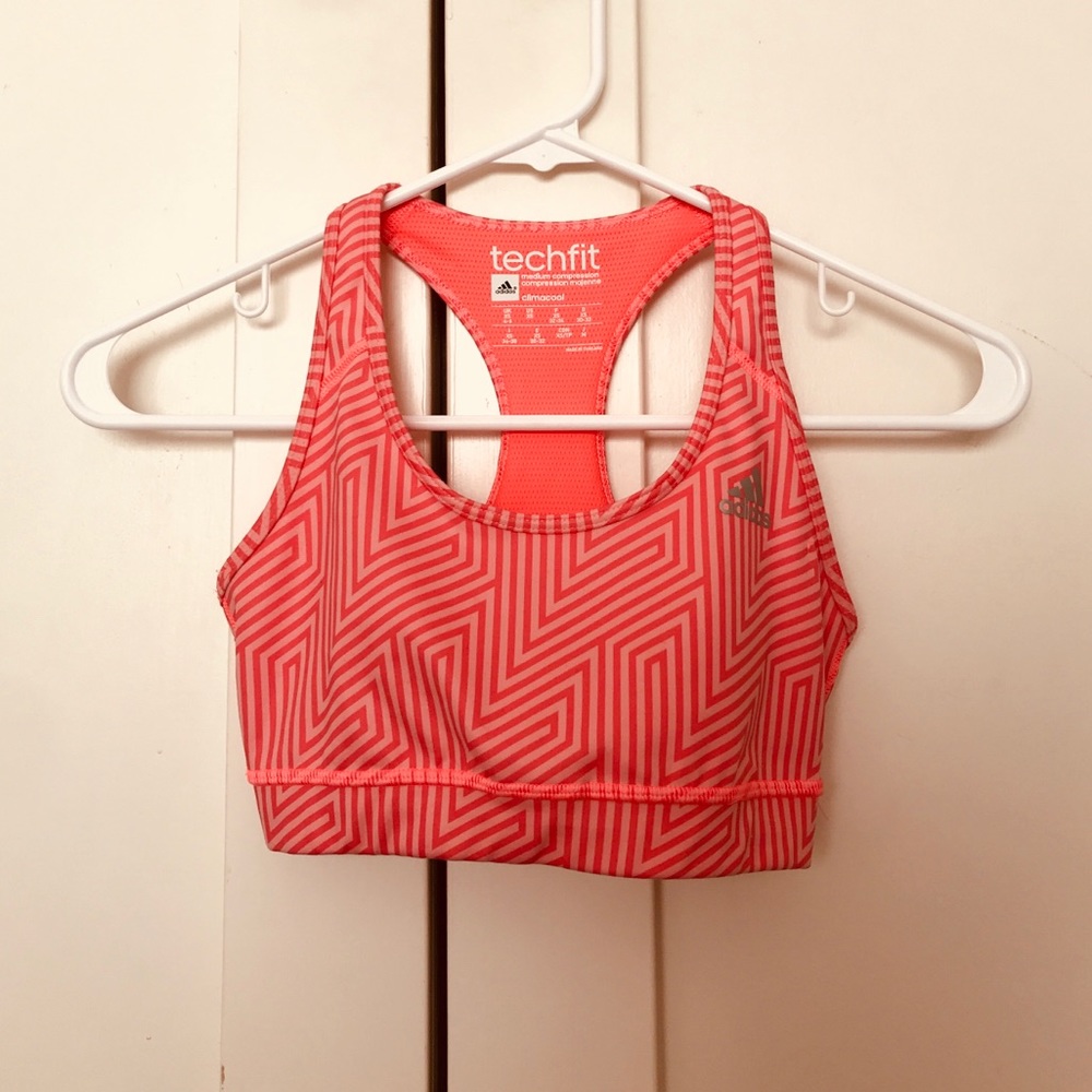 Pink chevron sports bra